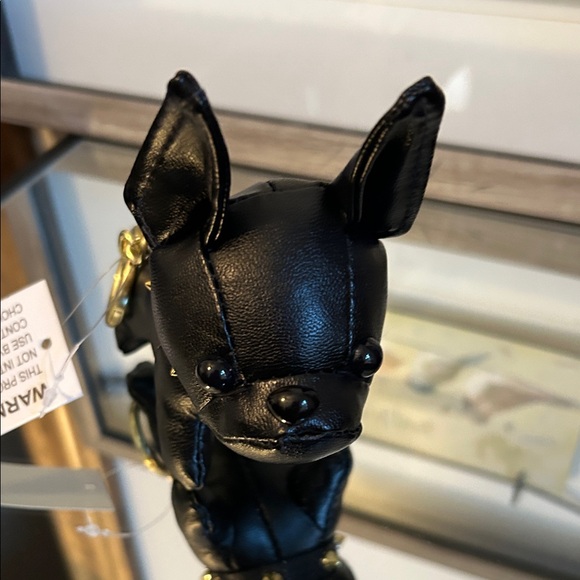 Chic Black Leather Dog Charm with Gold Studs - Picture 3 of 7